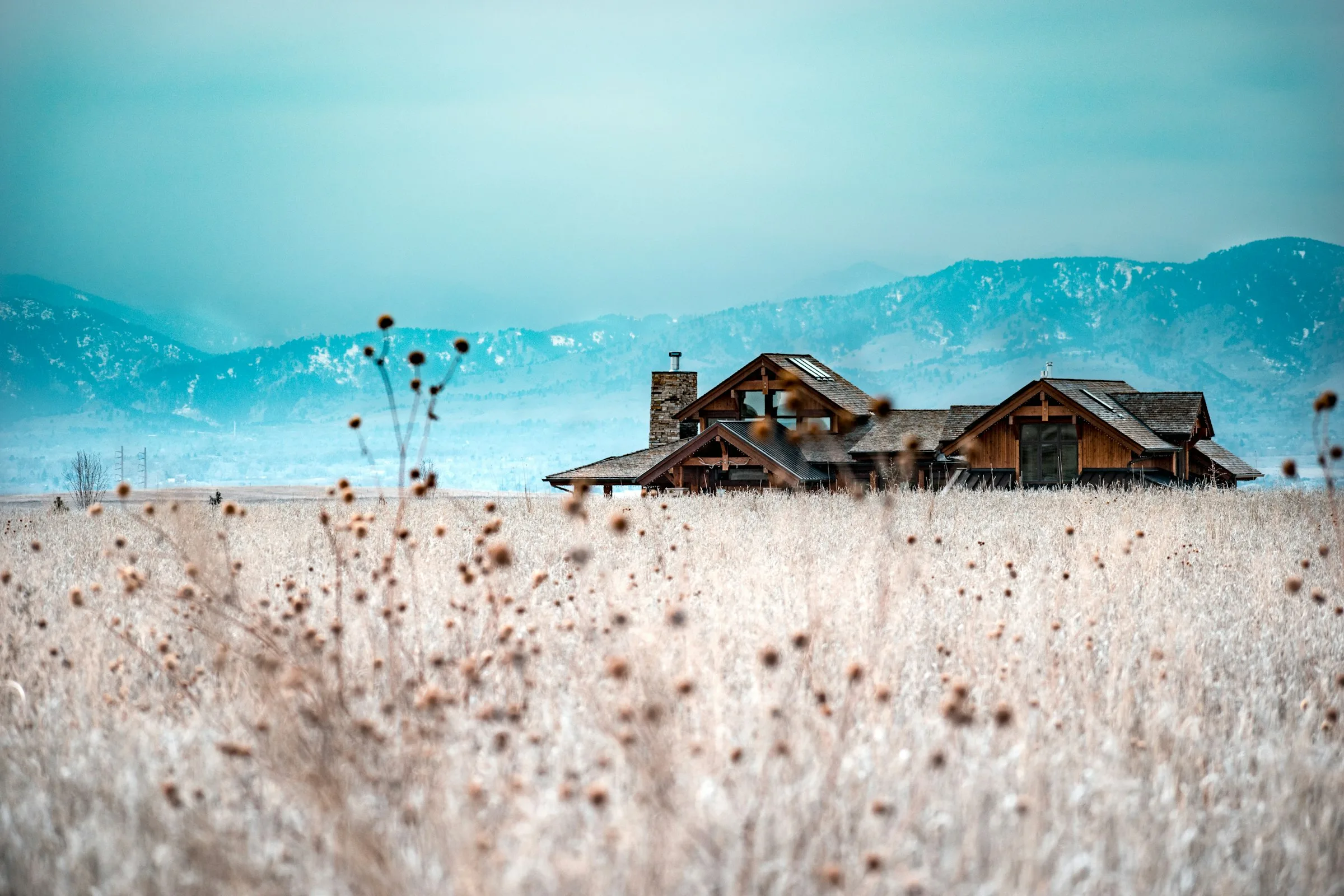 Single-story home in open grassland — typical of Fountain's plains-edge housing