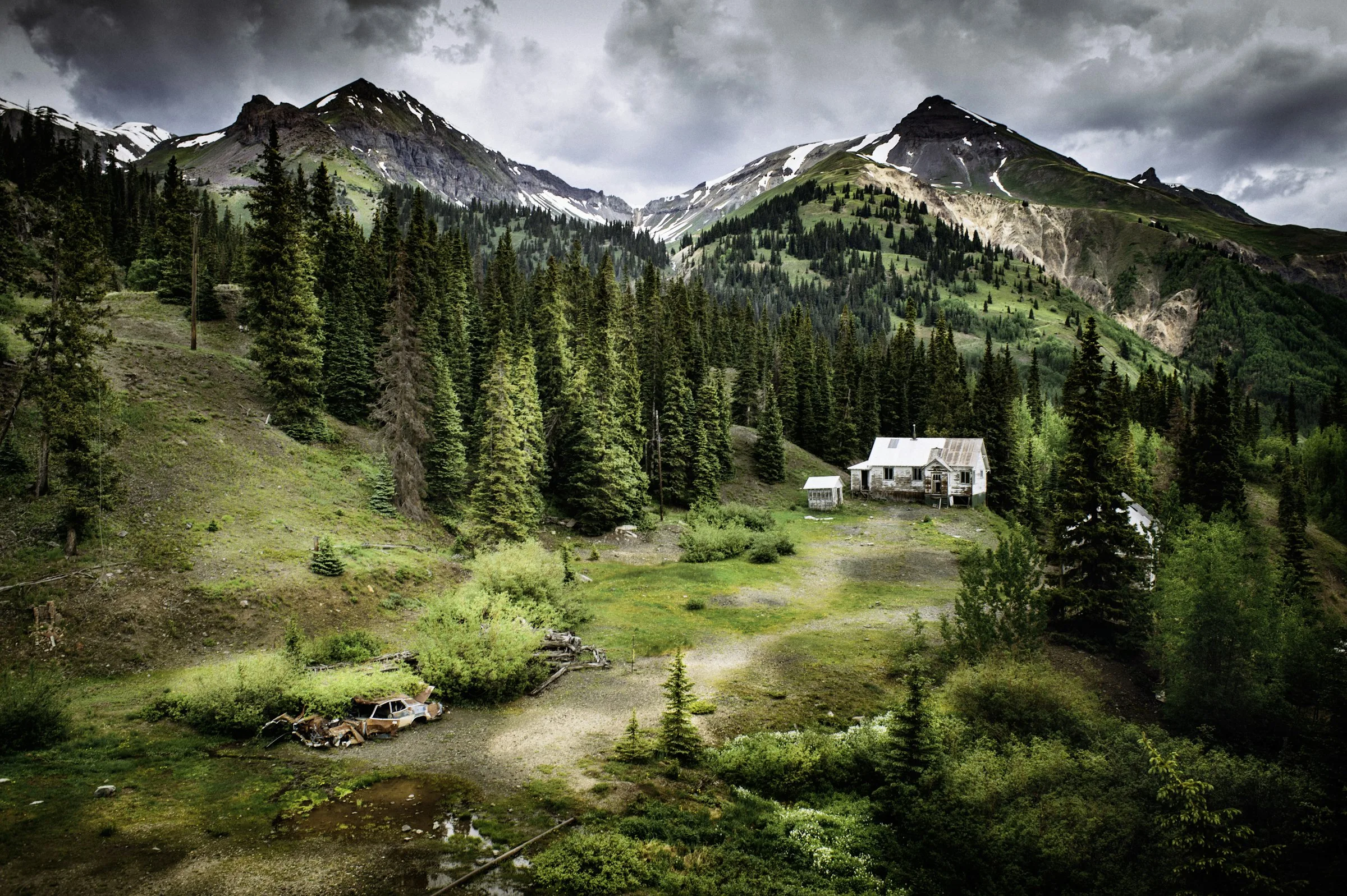 White single-family home surrounded by mature pines — typical Security-Widefield residential setting